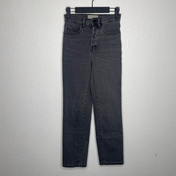 Everlane Denim - Everlane High-Rise Slim-Straight Ankle Jeans Charcoal Grey Size 25 Ankle